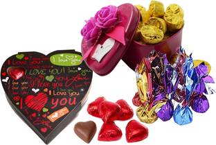 Kinoki Megenta and Black Heart Shape Chocolate Box valentine gift set Truffles