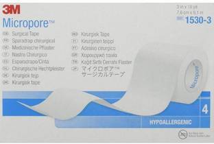Micropore Surgical Tape (White, 3-inchx10Yards), 4 Rolls First Aid Tape