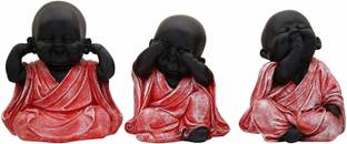 GW Creations Set of 3 Baby Buddha Monk Statue Decorative Showpiece  -  12 cm