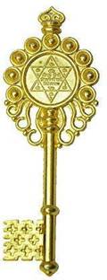 AERGLO Aerglo Vastu Fengshui Kuber Kunji Key Golden 4.25 inches for Money & Prosperity Brass Yantra