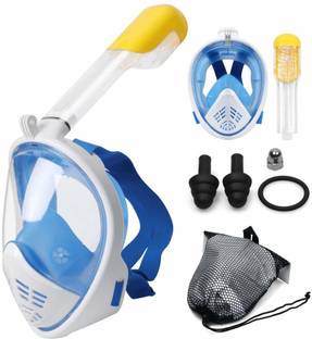 Inllex Full Face Snorkel Mask with Dry Cap System Foldable 180 Degree Panoramic Snorkel Swimming Kit