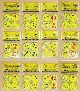फर्निश मार्टस Lovely Happy Funny Smiley Erasers / Rubber Birthday Return Gifts for Kids (Pack of 48 Pcs Erasers / 12 Packets) इरेज़र