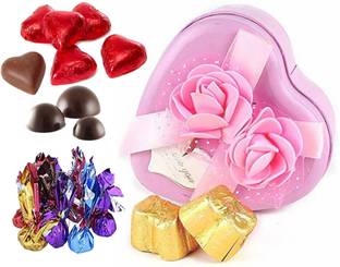 Kinoki Heart Shape Pink Chocolate Box with 15 Mix Shape Chocolates for valentine and gift Truffles