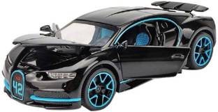 Quasar Mini Auto White 1:32 Scale Diecast Metal Bugatti Chiron Model Pull Back Car Toy with Openable Doors, Light and Sound (Any One Color Send)