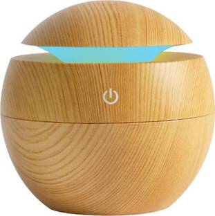 MOOZICO Round Electric USB Mini Humidifier Aroma Oil Diffuser Air Humidifier Office Decor Ultrasonic Cool Mist Humidifier with Wood Grain Design for Office, Room, Spa(Multi Colour) पोर्टेबल रूम  एयर प्यूरीफायर