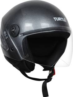 TURTLE D1-2 Silver Glossy Motorbike Helmet