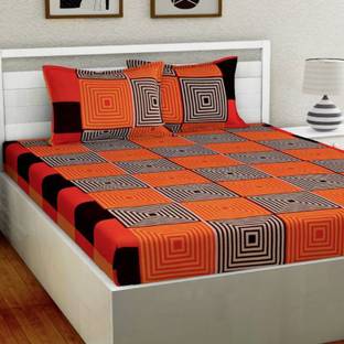 Riya Creation 155 TC Polyester Double 3D Printed Flat Bedsheet