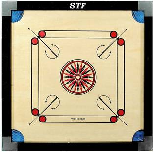 STF 32 Inch High Gloss Finish with Free Coins, Striker and Powder 81.28 cm Carrom Board