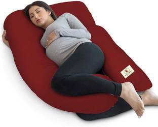 Mom's Moon Microfibre Pregnancy Pillow Pack of 1 Solid Pregnancy pillow with 100% cotton cover and zippered cover pack of 1 Maroon
