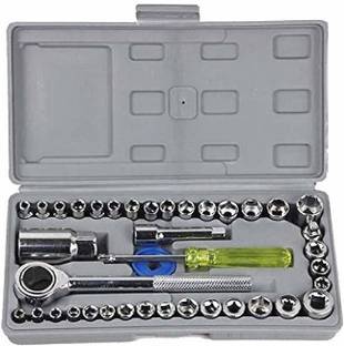 PIXSHOW 40 Pc Socket Tool Kit Socket Set (Pack of 40) Socket Set