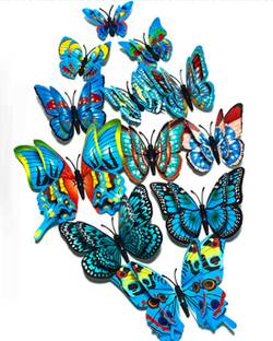 RANGOLI 12 cm multicolor Butterfly Magnetic Blue Magnetic Sticker