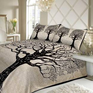 Vihan Enterprises 151 TC Cotton Double Floral Flat Bedsheet