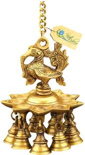 Kratidecor Designer Peacock Brass Hanging Diya