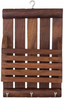 MODERNCOLLECTION Wooden Multipurpose Entryway Mobile Stand | Key Holder | Envelope Holder | Mail Storage Organizer Wood Key Holder