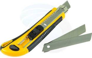FRKB Heavy Duty 18 mm Cutter Knife Set with 10 Replacement Blades Plastic Grip Hand-held Paper Cutter