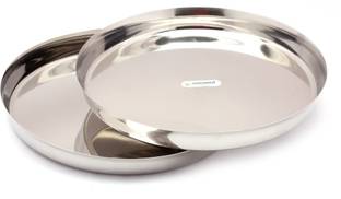 COCONUT Stainless Steel Heavy Guage (22 Guage )Dinner Plate /Thali - 2 Quantity - Diamater - 12 Inch Each Plate Dinner Plate