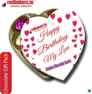 redbakers.in Happy Birthday My Love Chocolate Heart Gift Pack Truffles, Crackles
