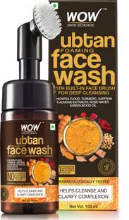 WOW SKIN SCIENCE Ubtan Foaming  with Built-In Face Brush for deep cleansing - No Parabens, Sulphate, Silicones & Color - 100mL Face Wash