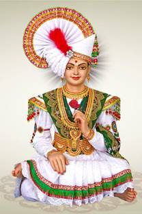 Lord Swaminarayan Religious Painting Poster Waterproof Vinyl Sticker for Home Decor || Fine Art Print