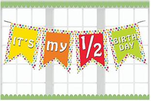 Balloons Half Birthday Party Decoration (It's My 1/2 Birthday Multi Color Banner) for 6 Months Banner