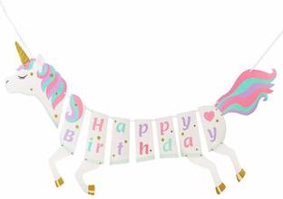 Balloons Festiko Unicorn Birthday Banner for Unicorn Theme Birthday Party Banner