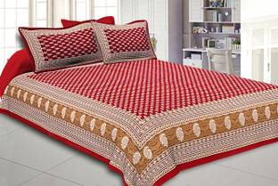 Rajasthani Jaipuri Traditional Print 144 TC Cotton Double, King Jaipuri Prints Flat Bedsheet