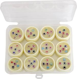 YASHANSH 5 PCS WHITE STONE MULTICOLOR ROUND BINDI FOREHEAD Multicolor Bindis