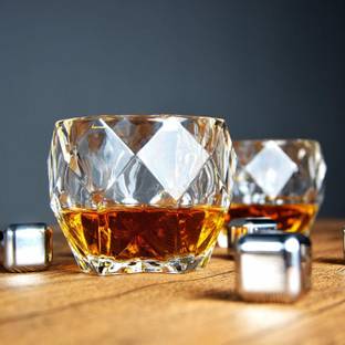shopgenix mart (Pack of 2) daimond shape whiskey glass Glass Set Whisky Glass