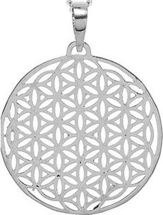Shubhanjali Flower of Life Pendant in Silver Non-Precious Metal A Sacred Geometry Symbol for Healing, Seed of Life Metal Pendant