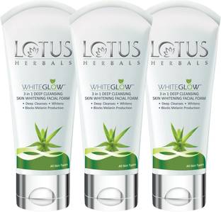 LOTUS Herbals WHITEGLOW 3 in 1 Deep Cleansing Skin Whitening Facial Foam Face Wash