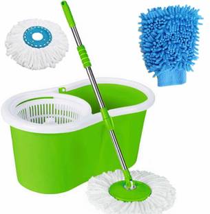 GTE lassic Magic Dry Bucket Mop - 360 Degree Self Spin Wringing with 2 Super Absorbe Mop Set