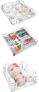 Brilliant Stainless Steel Modular kitchen basket 15x20 inch ( W x D ) storage basket Storage Basket