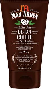 Man Arden Caffeine De Tan Coffee Face Scrub, 100ml - Grounded With Real Coffee Beans - De Tans & Exfoliates, Refreshes Scrub