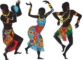 god & god's 61 cm Tribal Dancers Wall Self Adhesive Sticker