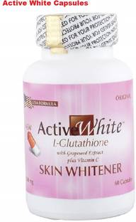 Active White L-Glutathione With Grapeseed Extract Plus Vitamin C Skin Whitener Capsules (60 Caps)