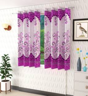 Panipat Textile Hub 152 cm (5 ft) Window Polyester Semi Transparent Curtain (Pack Of 4)