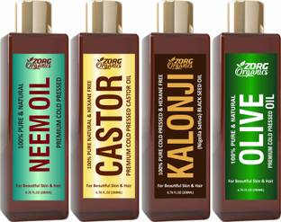 Zorg Organics Combo of Neem, Castor, Kalonji + Olive Oil Herbal Hair Oil