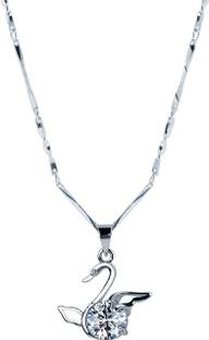 SILVER SHINE Silver Plated chain With Swan Shape Pendant For Women Silver Plated Metal Chain