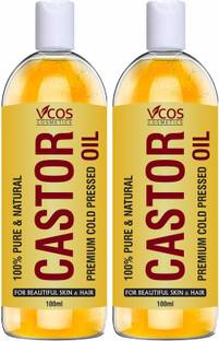 Vcos Cosmetics Premium Cold Pressed Castor Oil For Hair And Skin (Pack of 2)