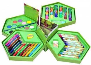 कुडे कलेक्शन All in 1 Colors Box - Color Pencils + Water Colors + Crayons + Sketch Pens Best Birthday Gift for Kids 46 Pcs
