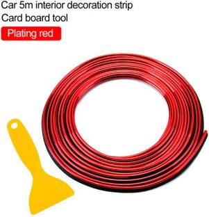 AUTOELITE Metallic Red Chrome Interior Decoration Beading, Flexible Styling PVC Moulding Trim Strip (5 Meters) Car Beading Roll For Grill and Garnish Cover