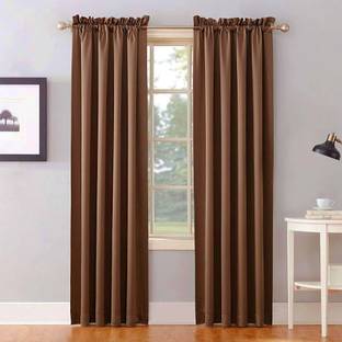 COMFY HOME 243.8 cm (8 ft) Shower Silk Blackout Curtain (Pack Of 2)