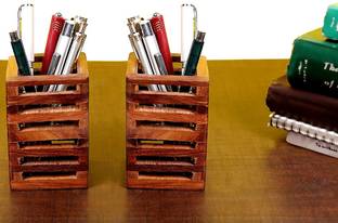 NABIL CREATION 1 Compartments WOODEN PEN HOLDER