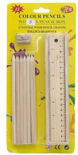 Quinergys Wooden Artist Set of Color Pencils, Pencil Box, Scale and Sharpener for Kids - 404 Pencil