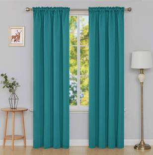 COMFY HOME 243.8 cm (8 ft) Silk Blackout Door Curtain (Pack Of 2)