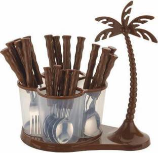 SKYHEART Extra Ordinary Revolving Coconut Cutlery Set(Brown)) Disposable Stainless Steel, Plastic Cutlery Set (Pack of 25) Stainless Steel, Plastic Cutlery Set