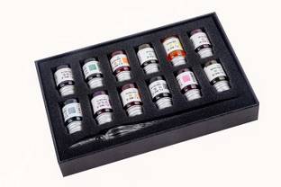 FRKB Crystal Glass Dip Pen With 12 Colors Calligraphy