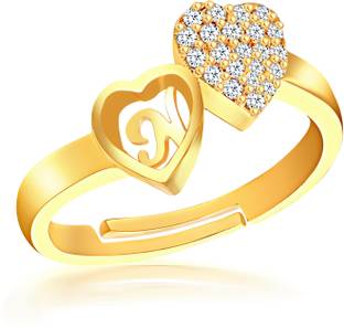MEENAZ Copper, Silver, Stone, Brass Cubic Zirconia, Diamond Gold Plated Ring