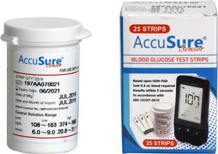 AccuSure Sensor Strip-25 25 Glucometer Strips