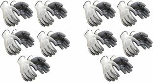 STYLERA Superior quality (10 pair) anti cut safety hand gloves pvc coated gray white Nylon  Safety Gloves